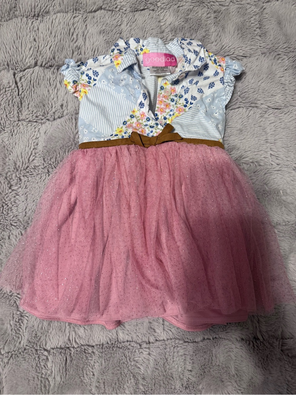 Good Lad Pink Tulle Dress with Floral Bodice